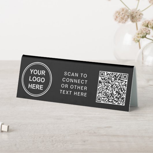 Plaque De Table Code QR de logo moderne noir (En SItu (Tableau))