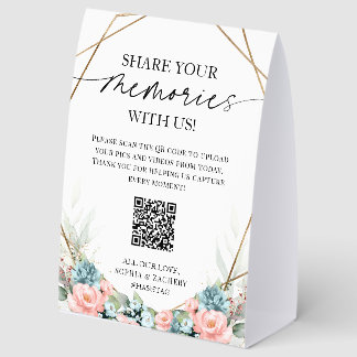 Plaque De Table Code QR de mariage Partagez vos souvenirs Téléchar