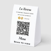 Plaque De Table Code QR de menu de restaurant sur un panneau recto (Verso)