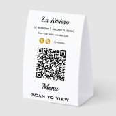 Plaque De Table Code QR de menu de restaurant sur un panneau recto (Recto)