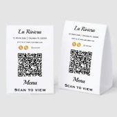 Plaque De Table Code QR de menu de restaurant sur un panneau recto (Recto/verso)
