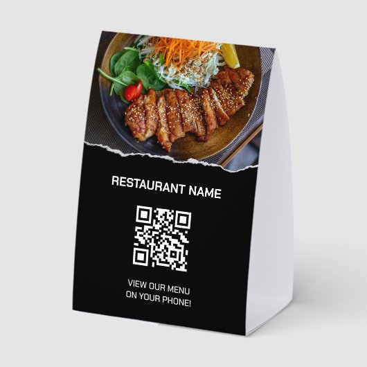 Plaque De Table Code QR de menu numérique de restaurant sur papier (Verso)