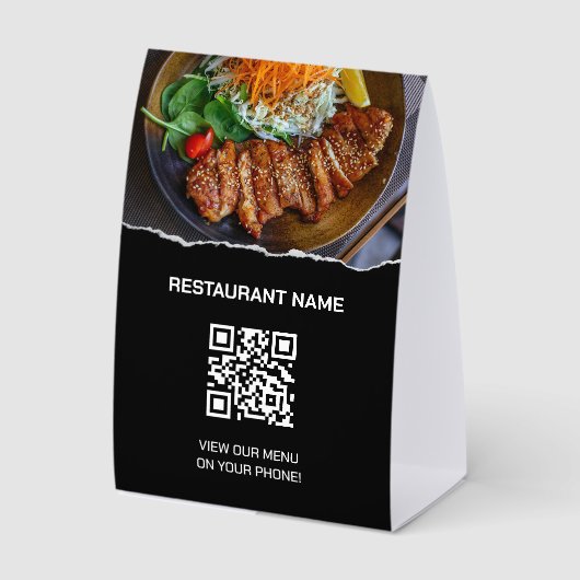 Plaque De Table Code QR de menu numérique de restaurant sur papier (Recto)
