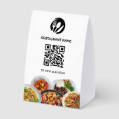 Plaque De Table Code QR de menu numérique Logo de restaurant sur p (Verso)
