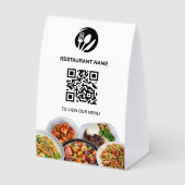 Plaque De Table Code QR de menu numérique Logo de restaurant sur p (Recto)