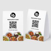 Plaque De Table Code QR de menu numérique Logo de restaurant sur p (Recto/verso)
