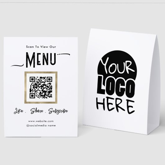 Plaque De Table Code QR de menu point de vente pancarte de table (Recto/Verso)