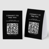Plaque De Table Code QR de menu sans contact Connectez WiFi Noir (Recto/verso)