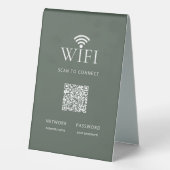 Plaque De Table Code QR de mot de passe de réseau WiFi vert modern (Verso)