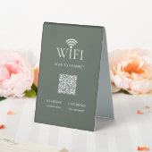 Plaque De Table Code QR de mot de passe de réseau WiFi vert modern (In SItu (Mariage))