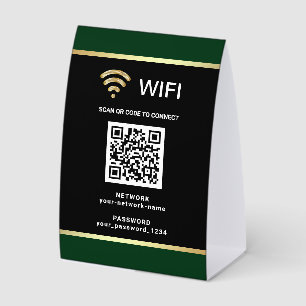 Plaque De Table Code QR de mot de passe de réseau wifi vert noir m