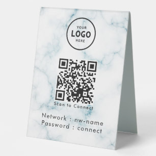 Plaque De Table Code QR de numérisation de réseau WiFi pour se con