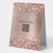 Plaque De Table Code QR de paiement à scanner Rose Gold Pailleté G (Recto)