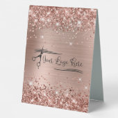 Plaque De Table Code QR de paiement à scanner Rose Gold Pailleté G (Verso)