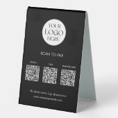 Plaque De Table Code QR de paiement moderne avec logo d'entreprise (Recto)