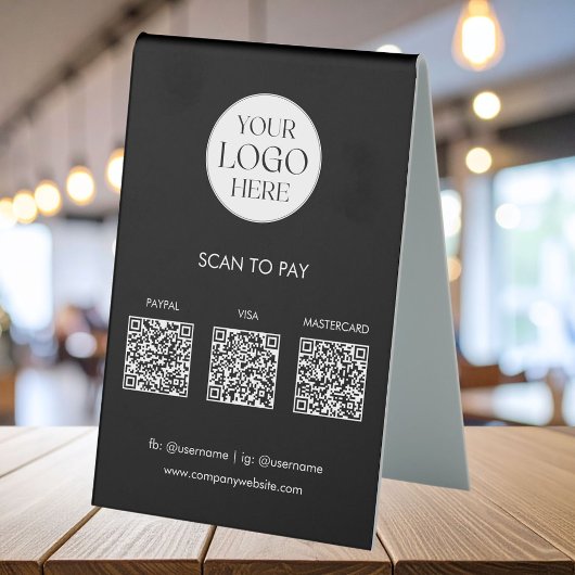 Plaque De Table Code QR de paiement moderne avec logo d'entreprise