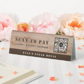 Plaque De Table Code QR de paiement par scan à grain de bois rusti (In SItu (Mariage))