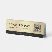 Plaque De Table Code Qr de Paiement par Scan en Écriture Élégante (Verso)