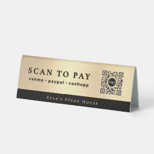 Plaque De Table Code Qr de Paiement par Scan en Écriture Élégante
