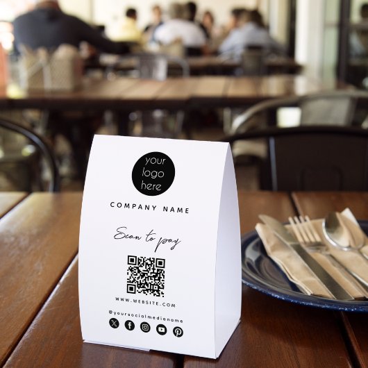 Plaque De Table Code QR de paiement par scan Logo d'entreprise Rés (Insitu (restaurant))