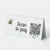 Plaque De Table Code QR de paiement par scan simple et blanc (Verso)