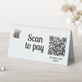Plaque De Table Code QR de paiement par scan simple et blanc (En SItu (Tableau))