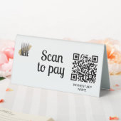 Plaque De Table Code QR de paiement par scan simple et blanc (In SItu (Mariage))