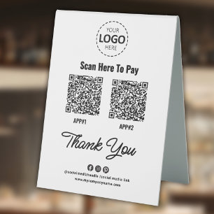 Plaque De Table Code QR de paiement sans contact personnalisé