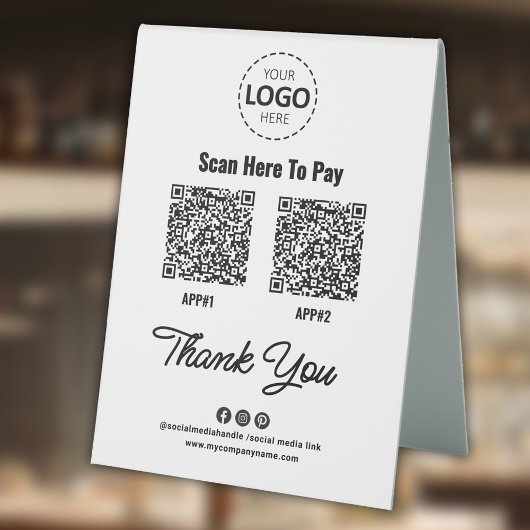 Plaque De Table Code QR de paiement sans contact personnalisé