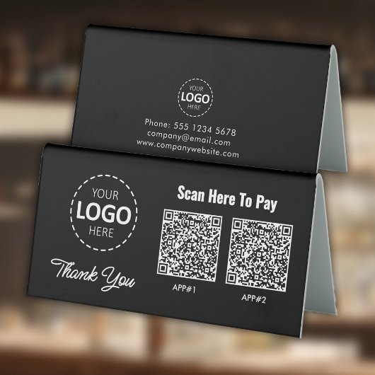 Plaque De Table Code QR de paiement sans contact personnalisé noir