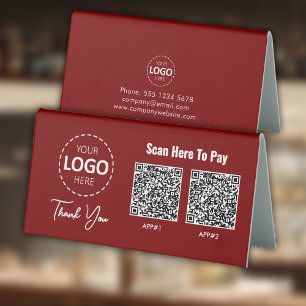 Plaque De Table Code QR de paiement sans contact personnalisé roug