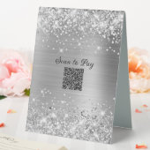 Plaque De Table Code QR de paiement scintillant argenté Glam (In SItu (Mariage))