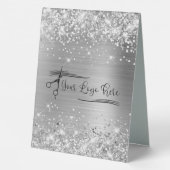 Plaque De Table Code QR de paiement scintillant argenté Glam (Verso)