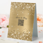 Plaque De Table Code QR de paiement scintillant or Glam (In SItu (Mariage))