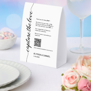 Plaque De Table Code QR de partage de photos de mariage Capturer l