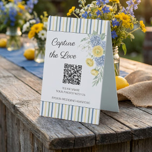 Plaque De Table Code QR de partage de photos de mariage de jardin 