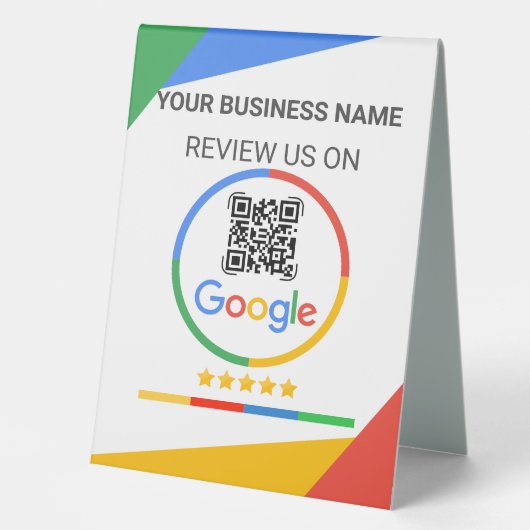 Plaque De Table Code QR de révision Google blanc moderne (Recto)