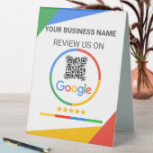 Plaque De Table Code QR de révision Google blanc moderne (En SItu (Tableau))