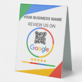 Plaque De Table Code QR de révision Google blanc moderne (Verso)