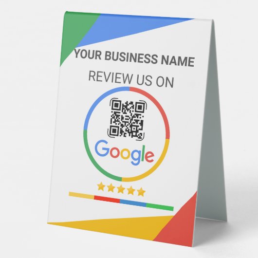 Plaque De Table Code QR de révision Google blanc moderne (Verso)