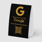 Plaque De Table Code QR de révision Google Noir Or (Verso)