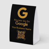 Plaque De Table Code QR de révision Google Noir Or (Recto)