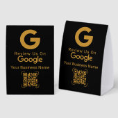 Plaque De Table Code QR de révision Google Noir Or (Recto/verso)