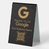Plaque De Table Code QR de révision Google Or Noir Entreprise (Verso)