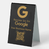 Plaque De Table Code QR de révision Google Or Noir Entreprise (Recto)