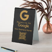 Plaque De Table Code QR de révision Google Or Noir Entreprise (En SItu (Tableau))