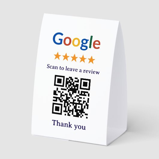 Plaque De Table Code QR de révision Google pour entreprise profess (Verso)
