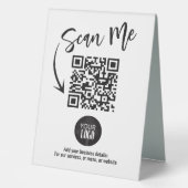 Plaque De Table Code QR de table d'affaires Logo Moderne Scannez-m (Recto)