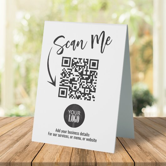 Plaque De Table Code QR de table d'affaires Logo Moderne Scannez-m