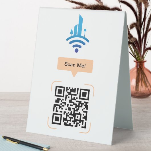 Plaque De Table Code QR de Wi-Fi gratuit simple (En SItu (Tableau))